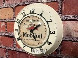 Vtg Ingraham Mobil Oil-gargoyle Old Gas Station Advertising Wall Clock Sign Gulf