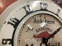 Vtg Ingraham Mobil Oil-gargoyle Old Gas Station Advertising Wall Clock Sign Gulf