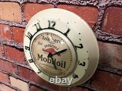 Vtg Ingraham Mobil Oil-gargoyle Old Gas Station Advertising Wall Clock Sign Gulf