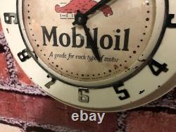 Vtg Ingraham Mobil Oil-gargoyle Old Gas Station Advertising Wall Clock Sign Gulf