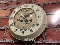 Vtg Ingraham Mobil Oil-gargoyle Old Gas Station Advertising Wall Clock Sign Gulf