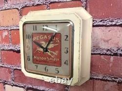 Vtg Ingraham Mobil Oil-pegasus Old Gas Station Advertising Wall Clock Sign-shell