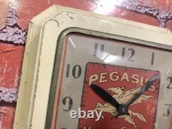 Vtg Ingraham Mobil Oil-pegasus Old Gas Station Advertising Wall Clock Sign-shell