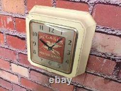 Vtg Ingraham Mobil Oil-pegasus Old Gas Station Advertising Wall Clock Sign-shell