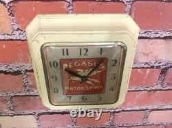 Vtg Ingraham Mobil Oil-pegasus Old Gas Station Advertising Wall Clock Sign-shell