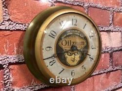 Vtg Ingraham Oilzum Oil Old Gas Station Advertising Display Wall Clock Sign Esso