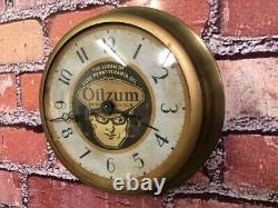 Vtg Ingraham Oilzum Oil Old Gas Station Advertising Display Wall Clock Sign Esso