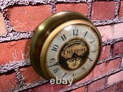 Vtg Ingraham Oilzum Oil Old Gas Station Advertising Display Wall Clock Sign Esso