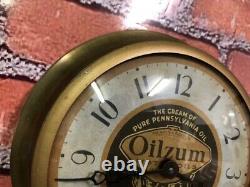 Vtg Ingraham Oilzum Oil Old Gas Station Advertising Display Wall Clock Sign Esso