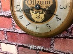 Vtg Ingraham Oilzum Oil Old Gas Station Advertising Display Wall Clock Sign Esso