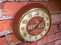 Vtg Ingraham Old Kendall Oil Dealer Advertising Gas Station Wall Clock Sign Gulf