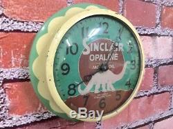 Vtg Ingraham Sinclair Oil Dealer Advertising Gas Station Garage Wall Clock Sign
