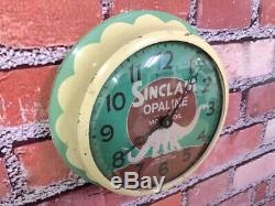 Vtg Ingraham Sinclair Oil Dealer Advertising Gas Station Garage Wall Clock Sign