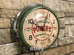 Vtg Ingraham Sinclair Power-x Old Gas Station Oil Advertising Wall Clock Sign