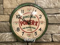 Vtg Ingraham Sinclair Power-x Old Gas Station Oil Advertising Wall Clock Sign