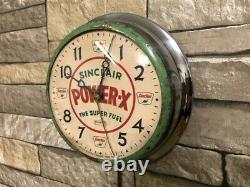 Vtg Ingraham Sinclair Power-x Old Gas Station Oil Advertising Wall Clock Sign