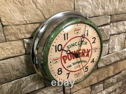 Vtg Ingraham Sinclair Power-x Old Gas Station Oil Advertising Wall Clock Sign