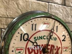 Vtg Ingraham Sinclair Power-x Old Gas Station Oil Advertising Wall Clock Sign