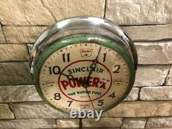 Vtg Ingraham Sinclair Power-x Old Gas Station Oil Advertising Wall Clock Sign