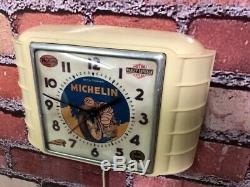 Vtg Michelin Motorcycle Tires-old Service-gas Station Oil Garage Wall Clock Sign