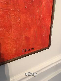 Vtg Mid Century Modern Large Abstract Oil Acrylic Mixed Media Painting Signed