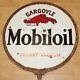 Vtg Mobiloil Gargoyle Mobil Oil Gas Porcelain Double Sided Sign Lollipop Socony