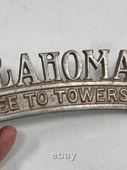 Vtg Oklahoma City OK License Topper Indian Oil Derrick advertising sign NICE