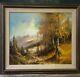 Vtg Original Autumn Landscape Oil Painting On Canvas Framed Signed By G. Hauser