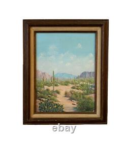 Vtg Painting Desert Landscape Arizona Mountain Saguaro Western Margee Shepard