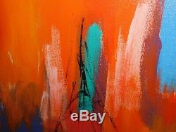 Vtg Signed ETTA Oil on Canvas Abstract Expressionism Mid Century Modern Painting