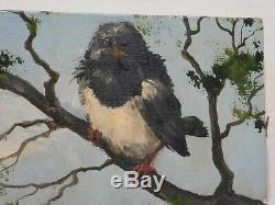 Vtg Signed Nagy Attila Dachshund Dog Blue Bird Ranch Oil Painting Canvas 24x20
