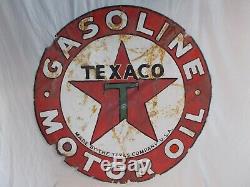 Vtg TEXACO Gasoline & Oil Porcelain Dealer Sign42 DiameterHas a few issues