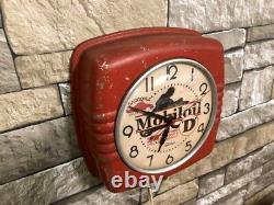 Vtg Telechron Mobil Oil Gargoyle Gas Station Motorcycle Advertising Wall Clock