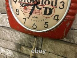 Vtg Telechron Mobil Oil Gargoyle Gas Station Motorcycle Advertising Wall Clock