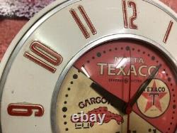 Vtg Texaco-mobil Oil Gargoyle Old Nafta Gas Station Advertising Wall Clock Sign