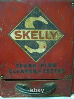 Vtg VERY RARE Skelly Spark Plug Tester Cleaner Gas Sign Oil Advertising Display