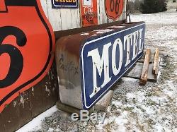 WOW! VinTagE Original MOTEL 2 Sided Pole Sign NEON Hotel PORCELAIN Gas Oil BIG