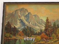 Walker Signed Oil Painting American Antique Vintage Mountains Lake California