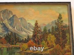 Walker Signed Oil Painting American Antique Vintage Mountains Lake California