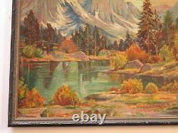 Walker Signed Oil Painting American Antique Vintage Mountains Lake California